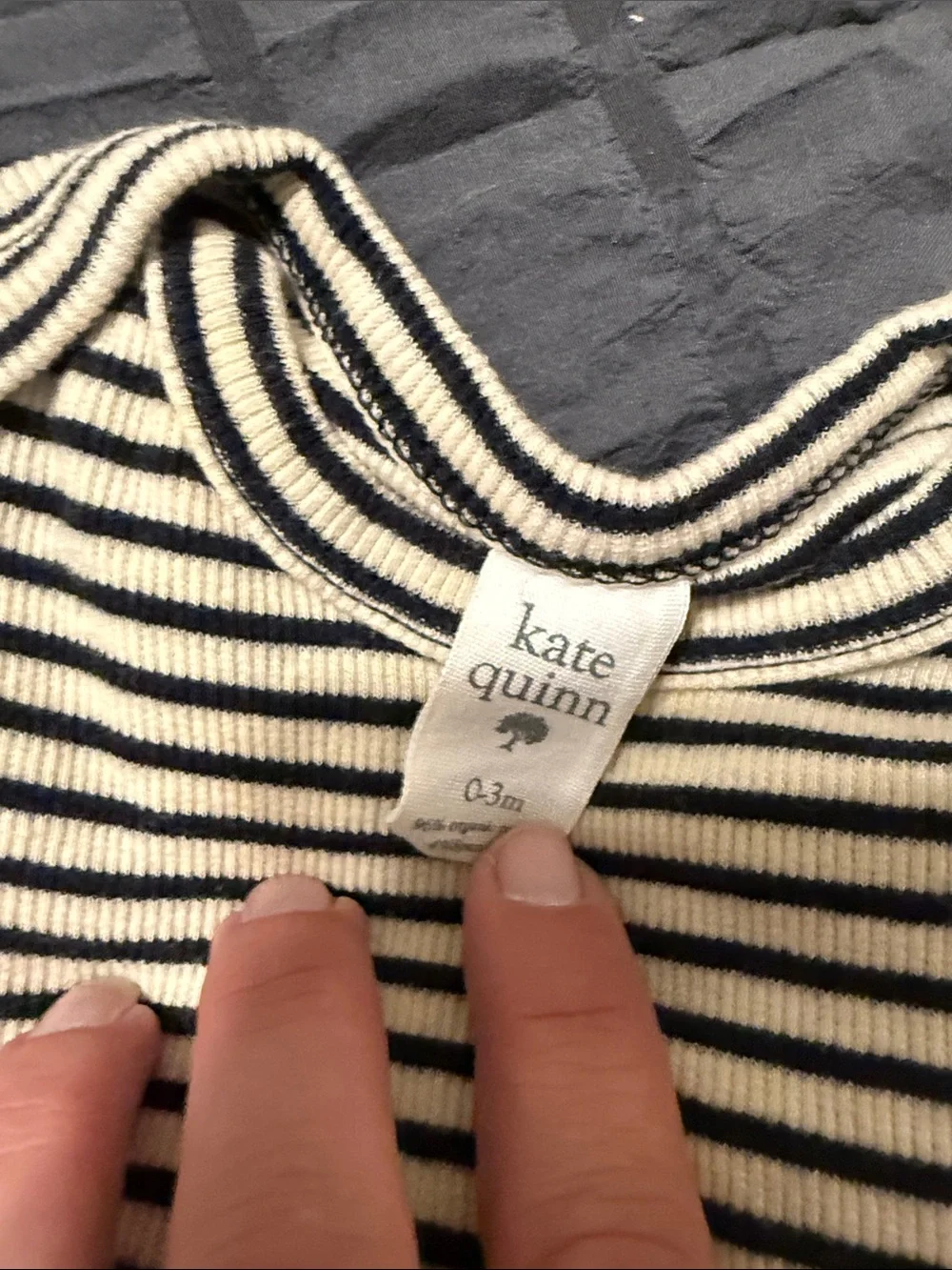 kate quinn Navy & Cream Striped Baby Bodysuit